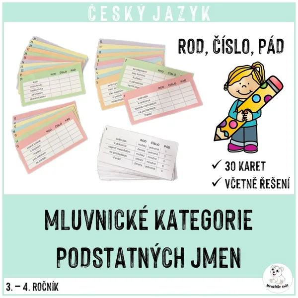 Mluvnické kategorie podstatných jmen (rod, číslo, pád) 1
