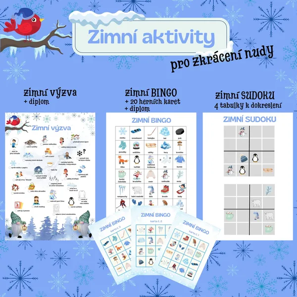 Zimní aktivity: zimní výzva, zimní BINGO, zimní SUDOKU 1