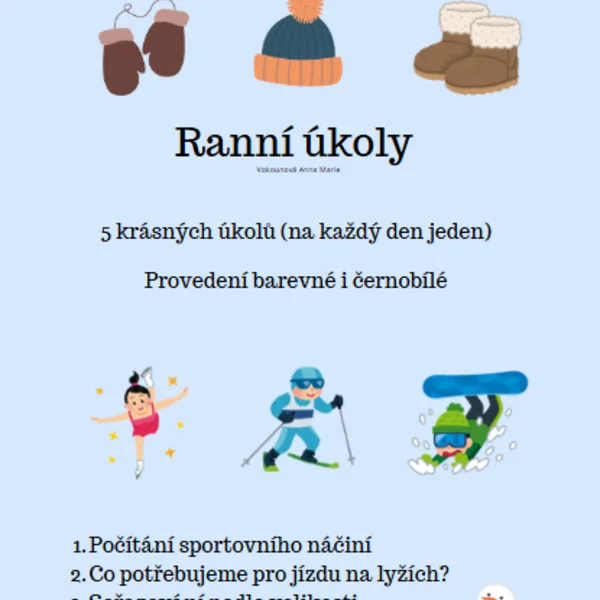 Ranní úkoly - zimní tematika 1