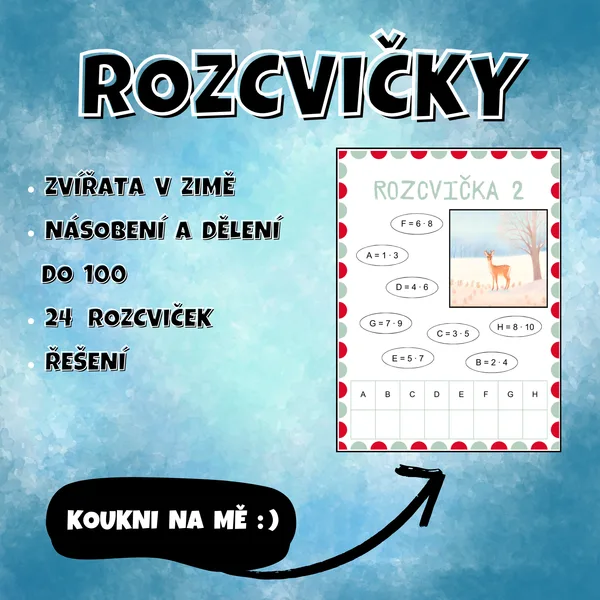 ROZCVIČKY - zimní násobení a dělení do 100 1