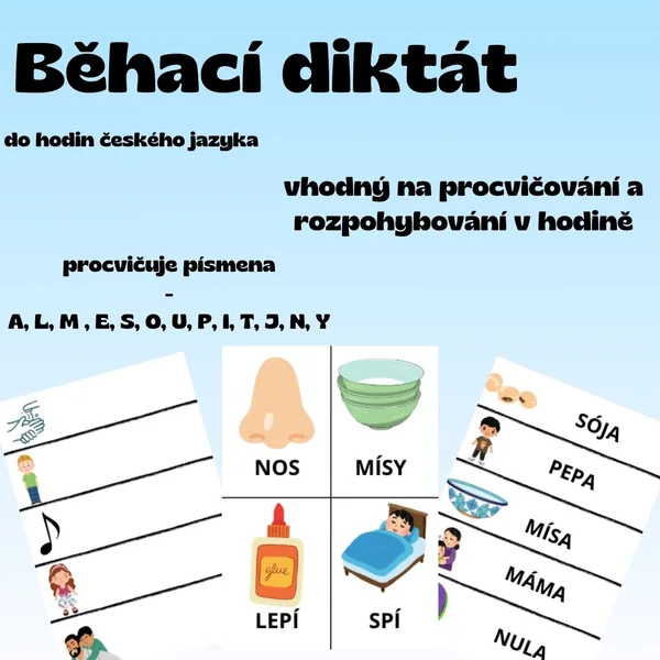 Běhací diktát ČJ - písmena A-N 1