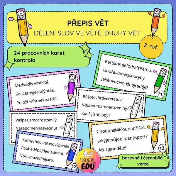 Přepis - druhy vět, dělení slov ve větě 1