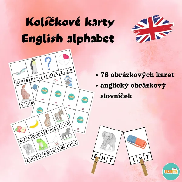 Kolíčkové karty english alphabet 1