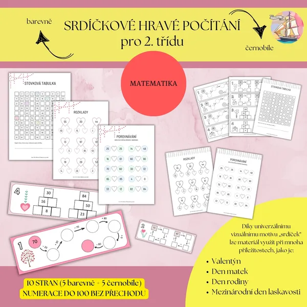 Srdíčkové hravé počítání pro 2. třídu 1