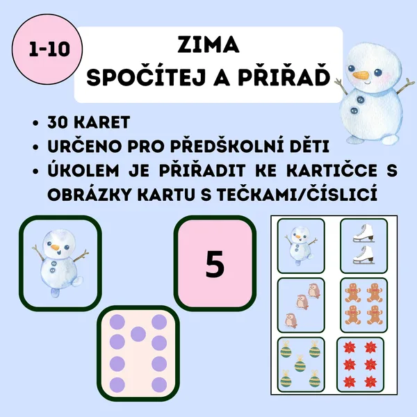 Spočítej a přiřaď - zima 1