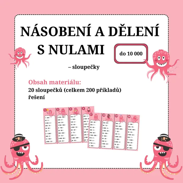 NÁSOBENÍ A DĚLENÍ S NULAMI do 10 000 - sloupečky 1