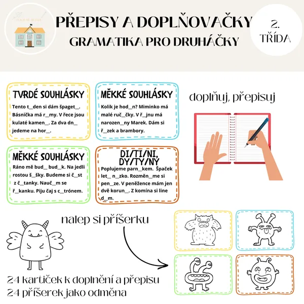 Přepisy a doplňovačky- gramatika pro druháčky 1