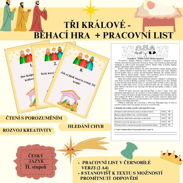 Tři králové - pracovní list + běhací hra 1