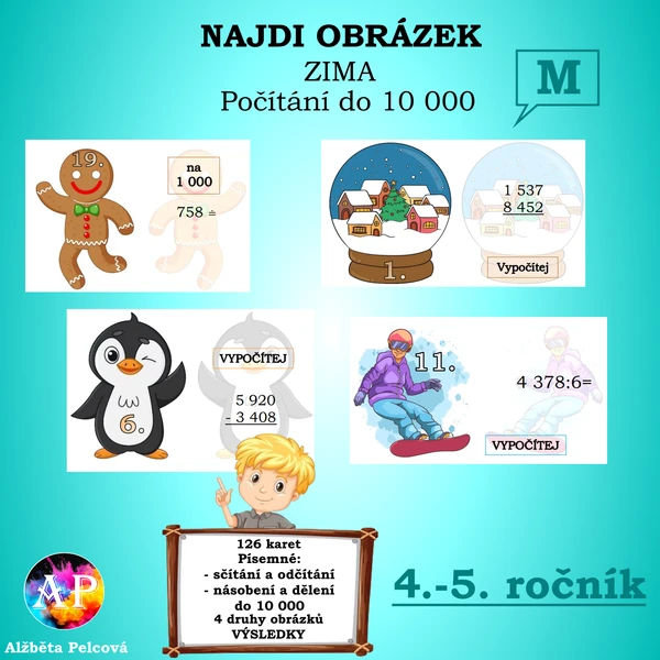 POČÍTÁNÍ DO 10 000 - zima (najdi obrázek) 1