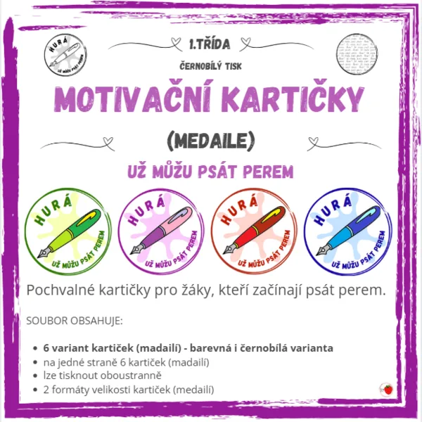 Motivační kartičky - Už můžu psát perem! 1