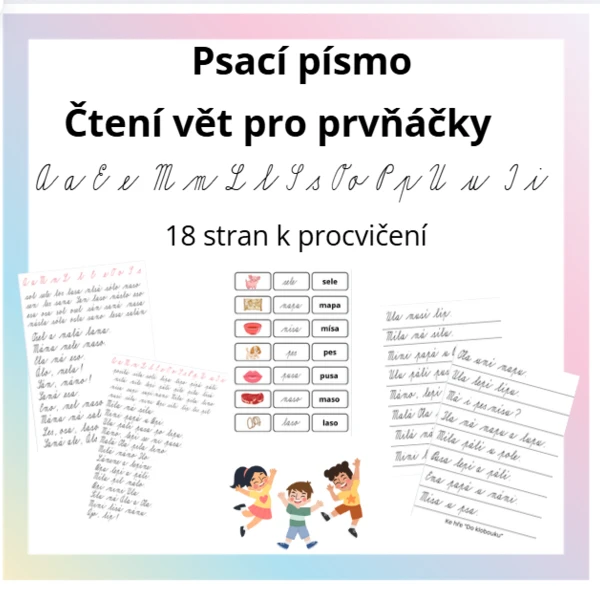 Čtení vět psací písmo, kartičky, věty na opis 1