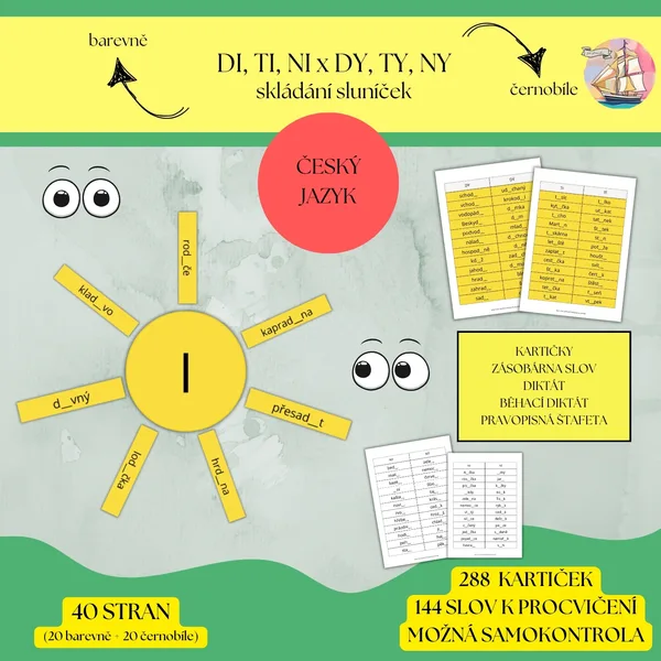 Di, ti, ni x dy, ty, ny - skládání sluníček 1