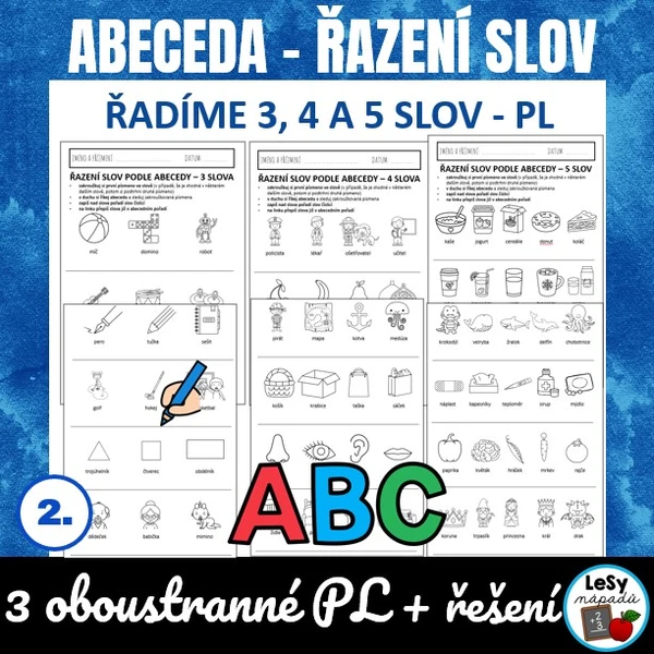 Abeceda - řazení 3, 4 a 5 slov podle abecedy 1