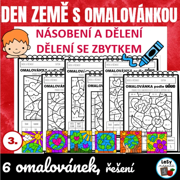 Den Země - násobení a dělení s omalovánkou 1