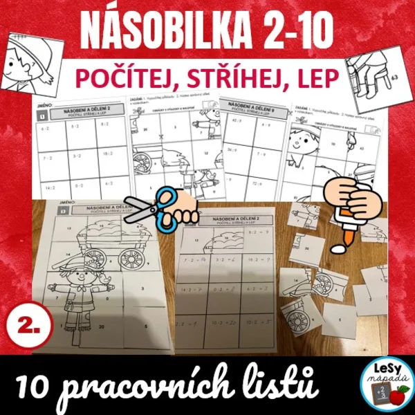 Násobení - počítej, stříhej, lep 1