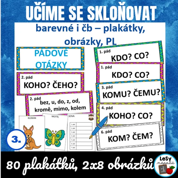 Učíme se skloňovat - pádové otázky s předložkami 1