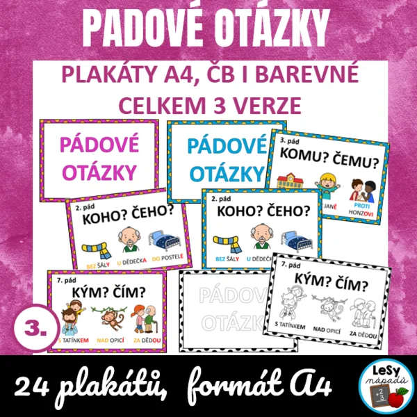 Pádové otázky - plakáty, formát A4 1