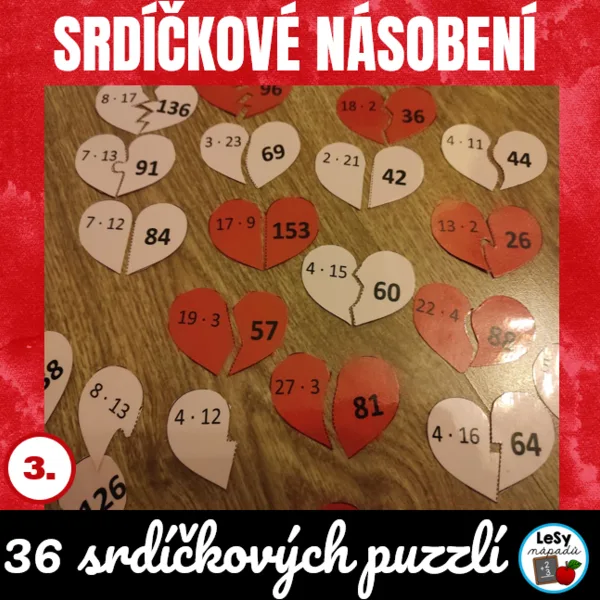 Násobení mimo obor násobilek - srdíčkové násobení 1