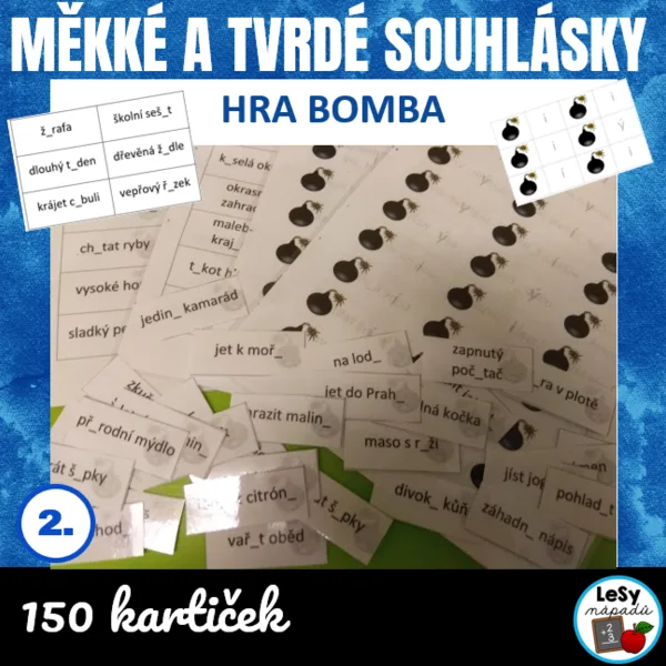Měkké a tvrdé souhlásky - hra bomba 1