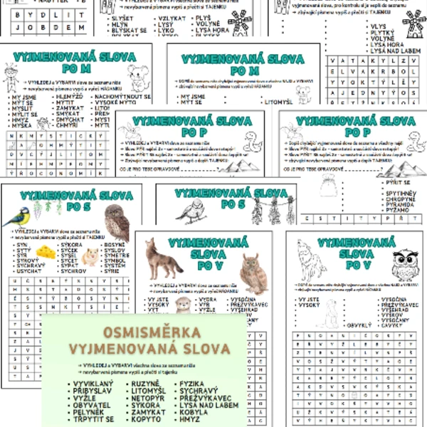 Osmisměrky - vyjmenovaná slova 1
