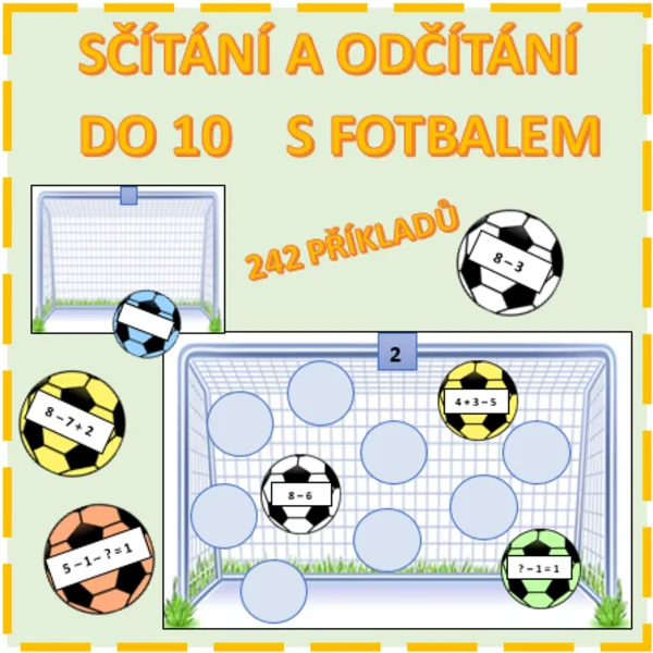 SČÍTÁNÍ A ODČÍTÁNÍ DO 10 S FOTBALEM 1