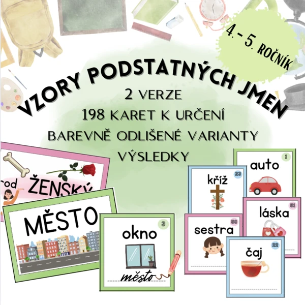 Vzory podstatných jmen- kartičky 1