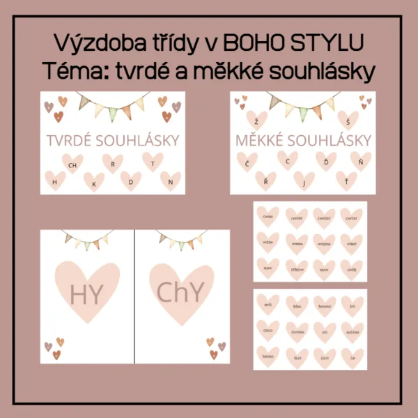 BOHO výzdoba třídy měkké a tvrdé souhlásky 1