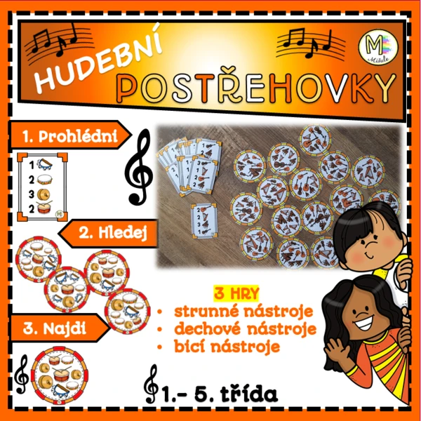 HUDEBNÍ POSTŘEHOVKY- HUDEBNÍ NÁSTROJE- 3 HRY 1