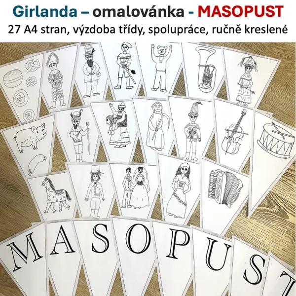 Girlanda - kooperativní omalovánka Masopust 1
