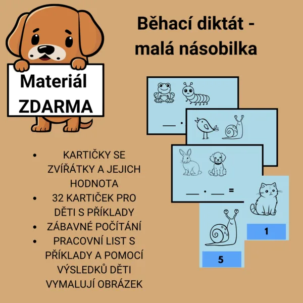 Běhací diktát - malá násobilka 1
