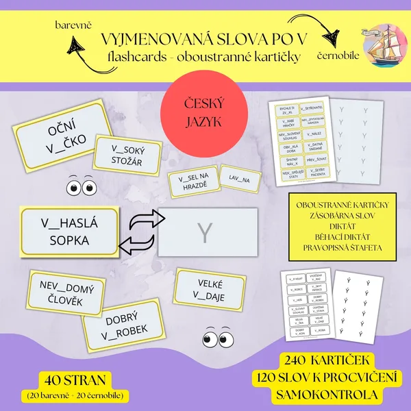 Vyjmenovaná slova po V - flashcards (oboustranné kartičky) 1