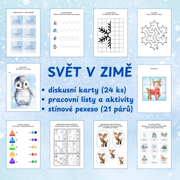 Svět v zimě - diskusní karty, pracovní listy, stínové pexeso 1
