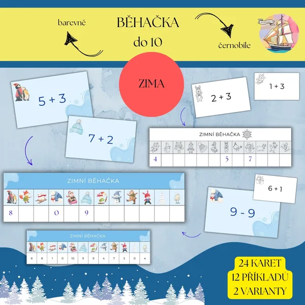 Zimní matematická běhačka - sčítání a odčítání do 10 1