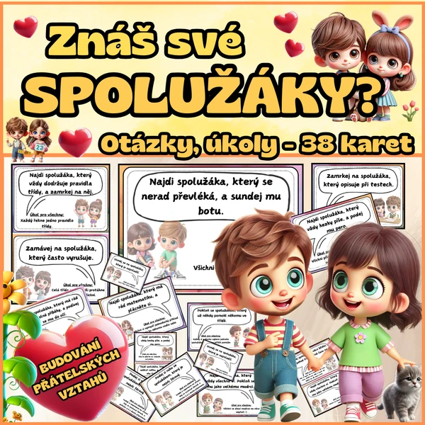 ❤️ Znáš své spolužáky? – Kartičky komunikační s úkoly ❤️ 1