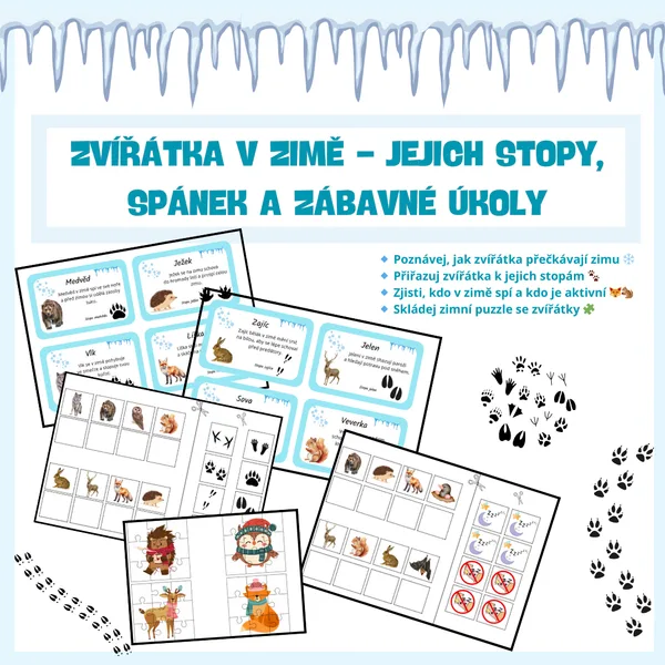 Zvířátka v zimě – jejich stopy, spánek a zábavné úkoly 1