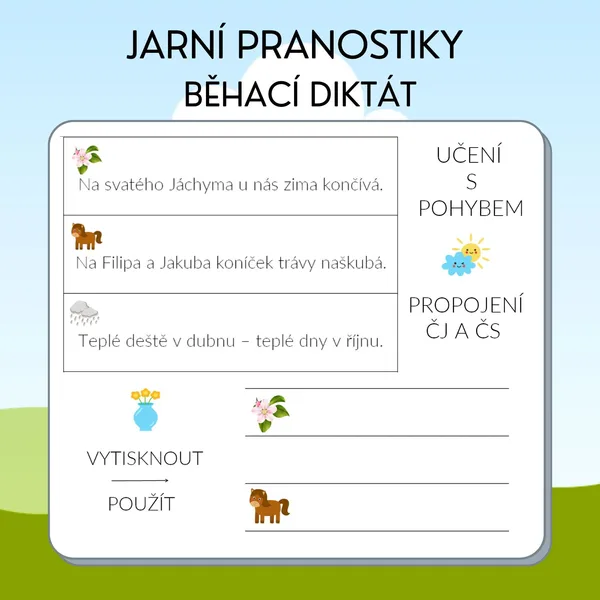 Jarní pranostiky - běhací diktát 1