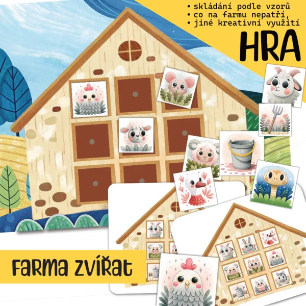 Farma zvířat - hra skládání podle vzoru 1