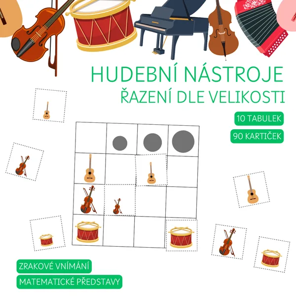 HUDEBNÍ NÁSTROJE - řazení dle velikosti 1