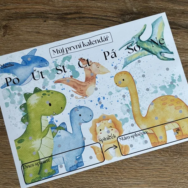 Můj první kalendář - dinosauři klučičí A3 PDF k tisku 1