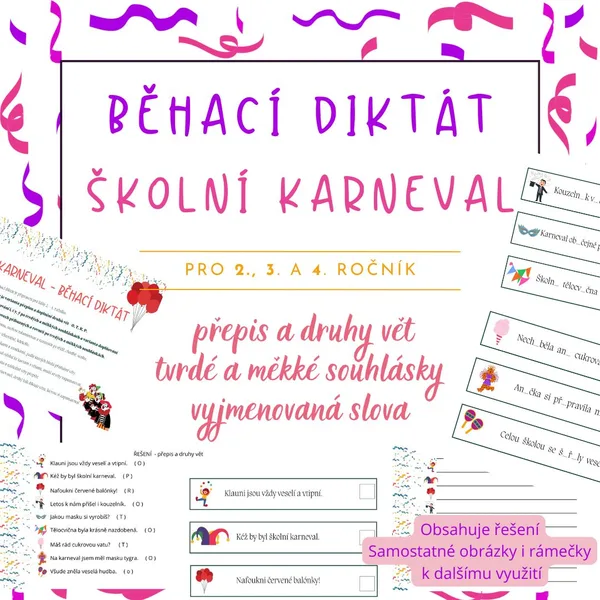 Běhací diktát 2., 3., 4. ročník - ŠKOLNÍ KARNEVAL 1