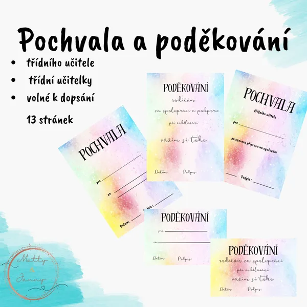 Barevné pochvaly a poděkování 1