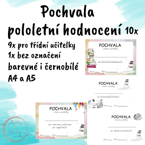 Pochvaly - pololetní hodnocení 1