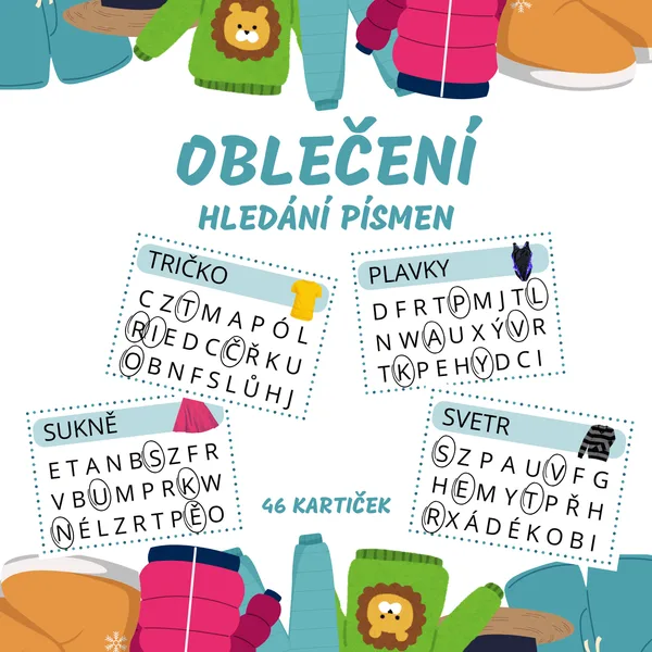 OBLEČENÍ - hledání písmen 1