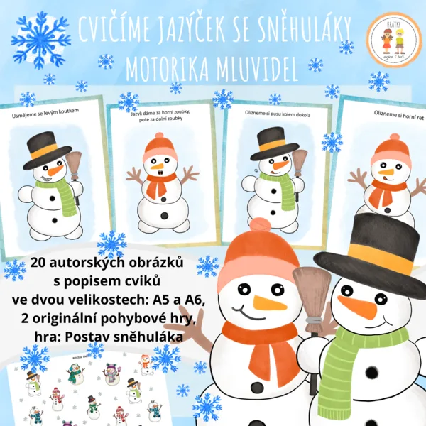 Cvičíme jazýček se sněhuláky - Motorika mluvidel 1