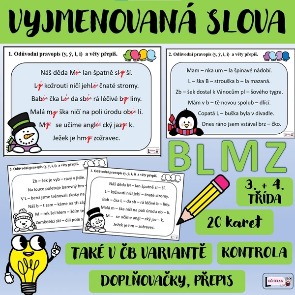 Rychlovky věty - vyjmenovaná slova 1