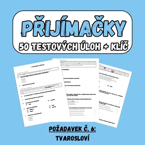 Přijímačky ČJ, požadavek č. 6 Tvarosloví (50 testových úloh) 1