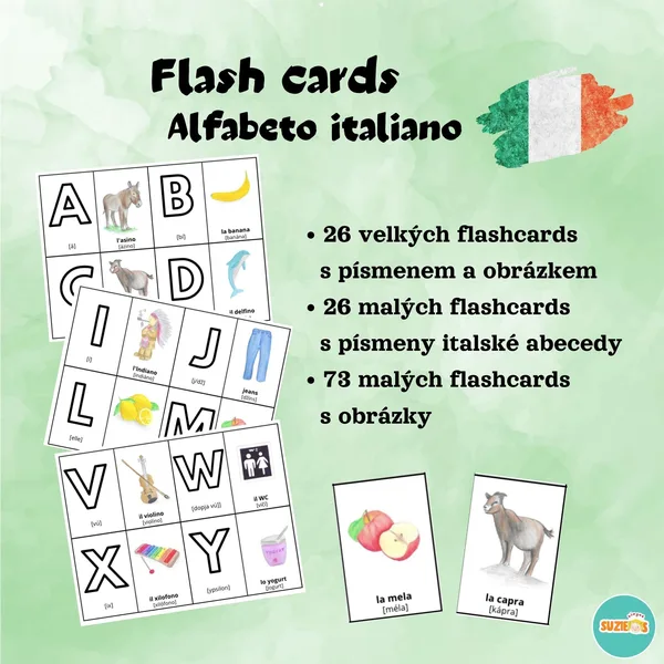 Flashcards - italská abeceda 1