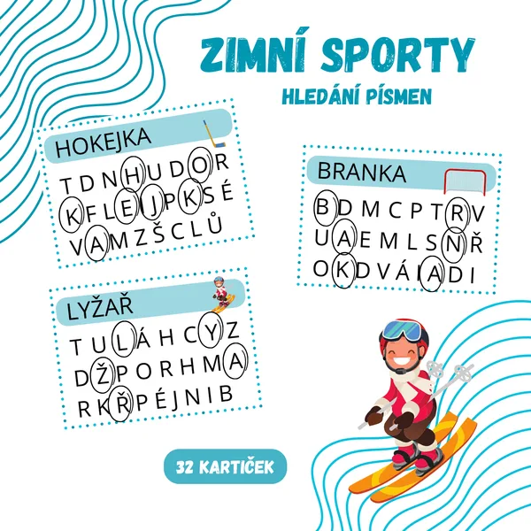 ZIMNÍ SPORTY - hledání písmen 1