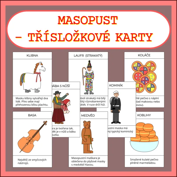 MASOPUST - TŘÍSLOŽKOVÉ KARTY 1
