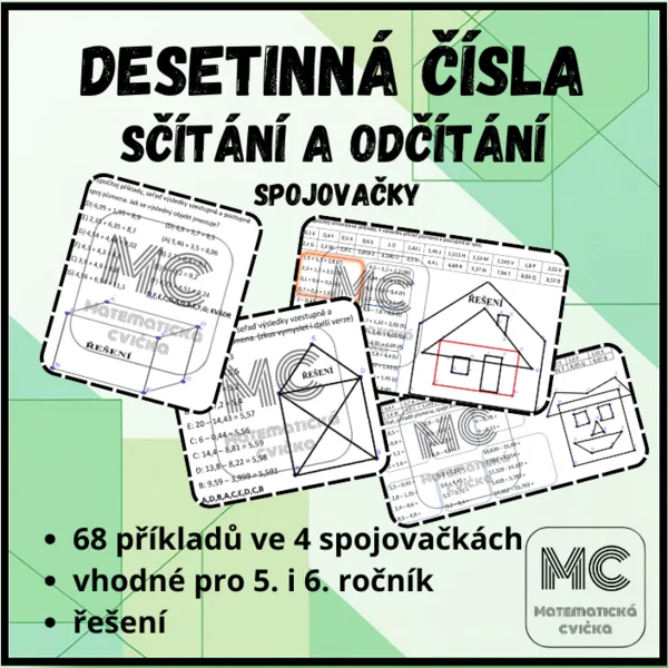 Desetinná čísla - sčítání a odčítání - spojovačky 1